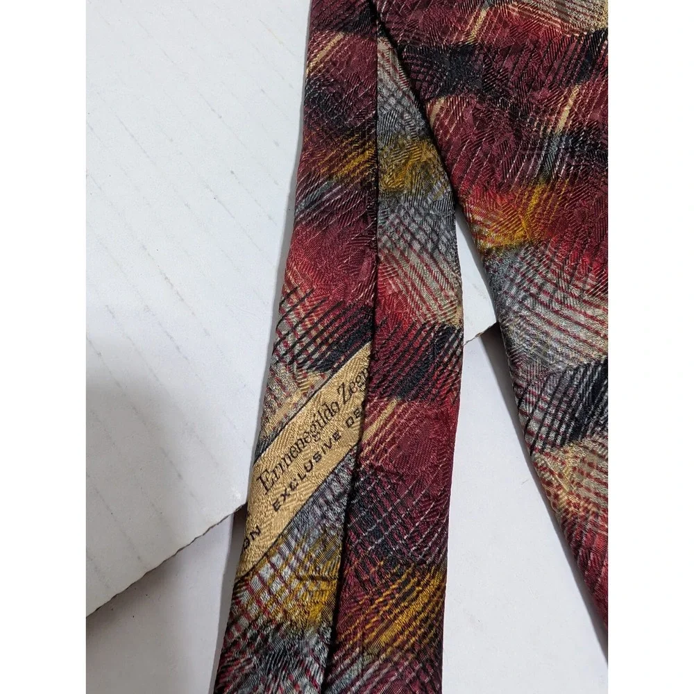 Ermenegildo Zegna 100% Silk Necktie Multicolor‎ Geometric All Over Italy 58